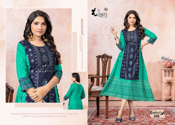 Kinti Cinderella 2 Rayon Designer Print Long Kurti Collection 